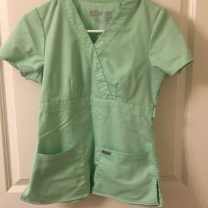 Light green greys anatomy scrub top